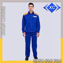 Quần áo bảo hộ nhân viên xăng dầu màu xanh công nhân phối cam